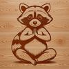 Wildlife Illustration Raccoon Clip Art A detailed raccoon design suitable for cutting machines or pyrography projects.