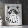 Hand-Drawn Raccoon Vector Art A digital illustration of a raccoon in simple shapes.
