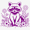 Floral Racoon Character SVG Raccoon SVG clip art illustration featuring a raccoon character with a floral design element.
