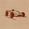Illustrative design of a sleek racing vehicle with bold lines and vibrant colors.