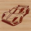 A sleek racing car with bold lines and vibrant colors, designed as vector art for various applications.