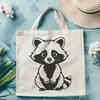 An SVG design of a raccoon suitable for digital cutting machines and laser engraving.