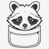 Mischievous Mascot Vector A vector illustration of a raccoon peeking out of a pocket.