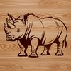 Wild Rhinoceros Illustration A detailed illustration of a rhino in its natural habitat, suitable for digital design and crafting projects.