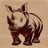 Wildlife Safari Icon SVG A large, gray rhinoceros standing on a grassy plain.