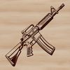 A detailed illustration of a rifle with various design elements suitable for vector art designs.