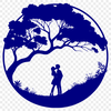 Interlaced Hearts in Bloom A stylized illustration of a tree with intertwined lovers in its branches, suitable for wedding or Valentine's Day designs.