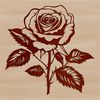 Rose in Full Bloom Vector Graphic A realistic illustration of a single rose in bloom, suitable for gardening and floral design projects.