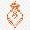Sacred Heart Design with Flames A stylized illustration of the Sacred Heart, featuring a heart-shaped design with flames and other symbolic elements.
