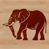 A stylized illustration of a standing elephant, suitable for vector design projects.