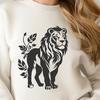 A majestic lion standing on its hind legs, depicted in simple line art style.
