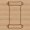 An illustrative scroll made from textured paper with a ribbon tied around it.