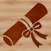 A vector illustration of a traditional graduation scroll with diploma at the top.