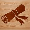 A scroll made from paper with a ribbon or cord tied around it.