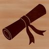 A digitally designed illustration of a traditional graduation scroll with embossed details.