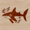 A detailed illustration of a shark in a marine environment, suitable for vector art and design projects.