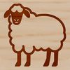 A simple line drawing of a farm animal, an illustration of a sheep.