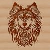 A vector graphic of a Shetland sheepdog breed featuring its distinctive appearance.