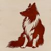 A depiction of a sitting Shetland sheepdog breed, suitable for use in design projects.