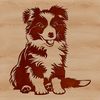 A depiction of a sitting Shetland sheepdog with intricate details.
