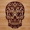 Illustrative skull design suitable for tattoo artwork and cutting machine templates.