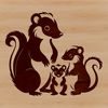 Striped Skunk Graphic Design Asset An illustration of a skunk with black and white stripes, suitable for digital cutting machines and vector graphics design.