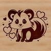 Adorable Skunk Silhouette with Love Hearts A skunk with love hearts surrounding its body, depicted as a vector illustration.