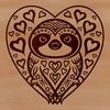 A sloth surrounded by love hearts in a playful design suitable for various digital applications.