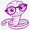 Simple Snake Silhouette with Glasses A snake with glasses, depicted as a simple line drawing in vector art style.
