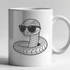 A cartoon snake wearing trendy sunglasses and depicted in vector format.