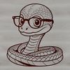 Cartoon Snake Illustration A cartoon snake wearing glasses, rendered in vector format for editing and customization.