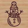 A digital illustration of a snowman made up of three stacked snowy bodies with a carrot nose and coal eyes.