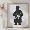 Military Icon SVG for Cricut and Laser Cutters A professional drawing of a soldier, optimized for use with cutting machines like Cricut or laser cutters.