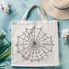 Whimsical Spider Illustration A stylized digital illustration of a spider web made up of intricate lines and shapes.