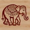 An ornate illustration of a standing elephant in vector format.