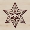 A geometric star shape made from interlocking triangles, suitable for vector graphics and digital design.