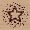 A stylized star icon with love hearts embedded within its points, suitable for Christmas or Xmas designs.