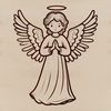 Vector Stylized Serene Angel A stylized illustration of a serene angel in mid-air, created as a vector graphic.