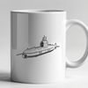 Submarine Vector Art Design A detailed illustration of a military submarine, ideal for use in vector art projects.