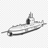 Underwater Vehicle Graphics A detailed illustration of a military submarine, suitable for vector art and design projects.