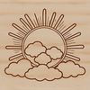 A stylized illustration of the sun in various shapes and sizes.