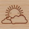 A stylized illustration of the sun with rays and warm colors, suitable for vector graphics.