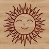 A stylized illustration of the sun with rays, suitable for vector design.