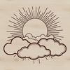 A stylized vector illustration of the sun with vibrant orange-yellow hues.