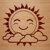 SVG icon of a sun with clear blue sky background, ideal for weather-themed clip art designs.
