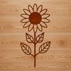 Green Stem and Leaf SVG Design An illustration of a single sunflower with green stem and leaves, suitable for vector use in design projects.