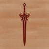 A detailed illustration of a medieval-style sword with a long blade and hilt.