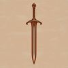 A 2D illustration of a medieval-style sword with a handle and blade.