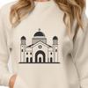 Synagogue Architecture Vector Illustration A 2D vector illustration of a synagogue building with arches and domes, suitable for digital cutting machines.