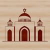 SVG illustration of a synagogue building with architectural details.